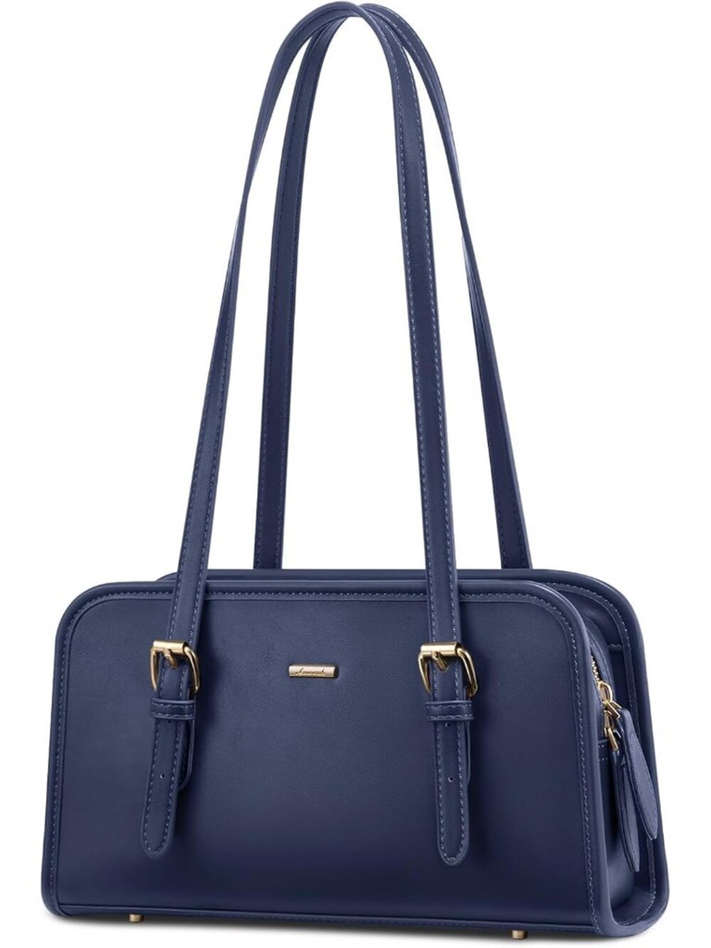 Women's Blue Mini Leather Hobo Shoulder Bag Vintage Zip Clutch Trendy Purse